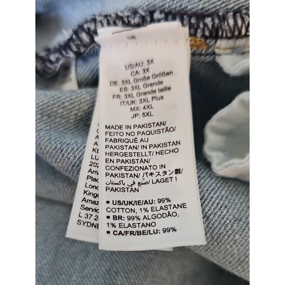 The Drop Denim Mini Skirt Y2K Boho Raw Hem Light Wash 3X - Picture 5 of 7